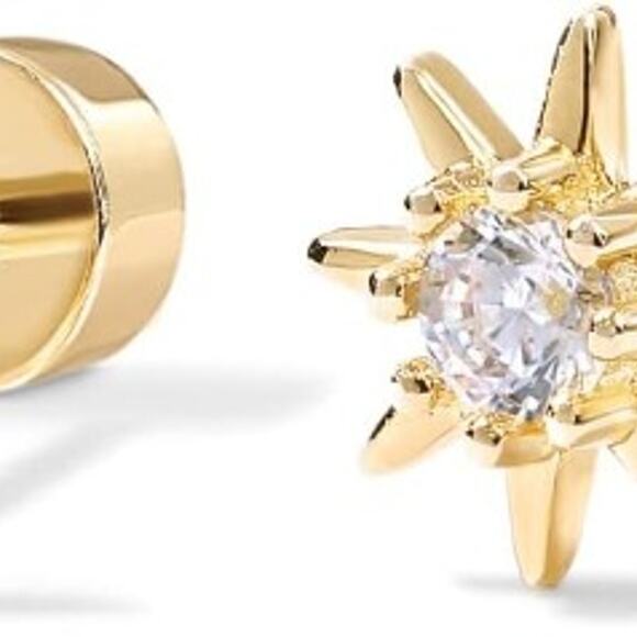 PAVOI 14K Gold Plated Solid 925 Sterling Silver Post Flat Back Stud Earrings - Picture 4 of 7